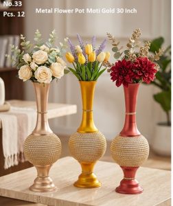 Metal Flower Pot Moti Gold 30 Inch (No.33)