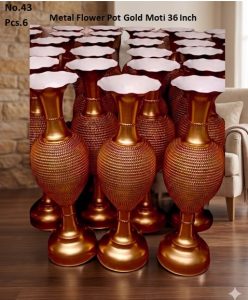 Metal Flower Pot Gold Moti 36 Inch (No.43)