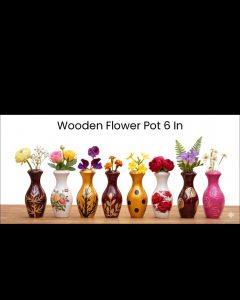 Wooden Flower Pot 6 In